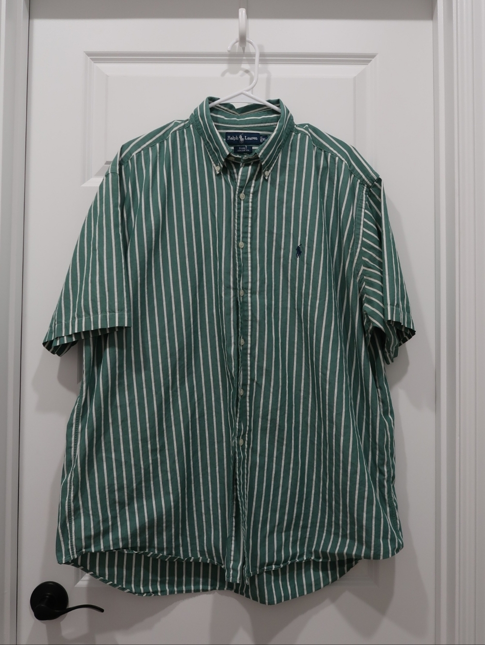 Ralph Lauren Men's Button Shirt 100% Cotton Green Striped Size XL